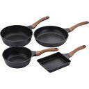 和平フレイズ フライパンセット 玉子焼き&深型フライパン20・24cm&フライパン26cm IH対応 ブラック 木目調ハンドル エヌトーン MB