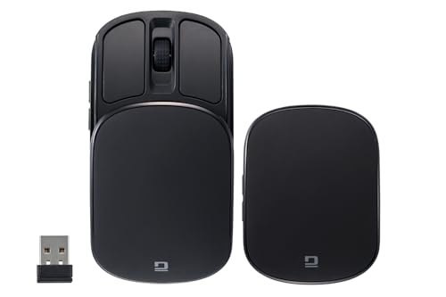 Digio2 無線 静音 5ボタン コンパクト マウス 充電式 スライドカバー BlueLED ブラック Z0512