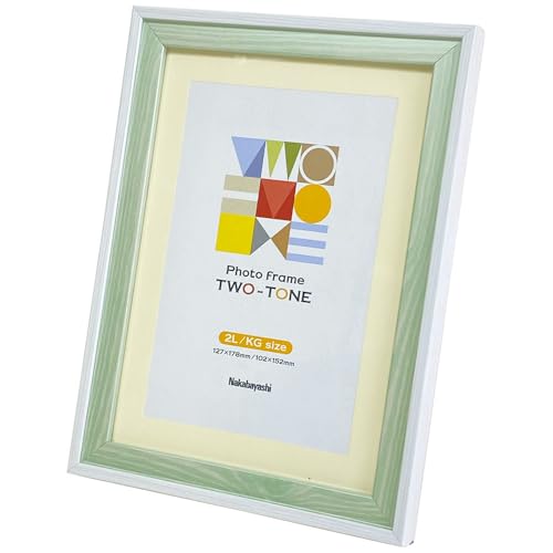 【WEB限定】 ナカバヤシ ツートン フォトフレーム 2L・KG グリーンホワイト F-TMS-311-GW