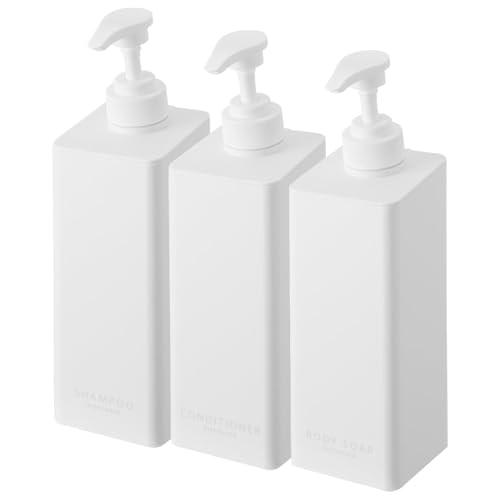 山崎実業(Yamazaki) たっぷり洗剤が出る マグネット ディスペンサー tower シャンプー コンディショナー ボディソープ 【3本セッ