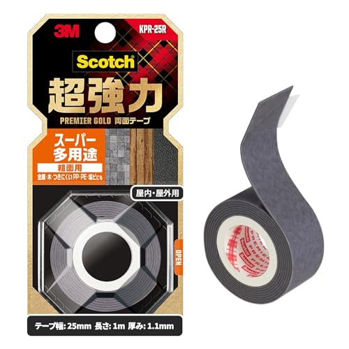 3M スコッチ 超強力両面テープ プレミアゴールド スーパー多用途 粗面用 幅25mm長さ1m KPR-25R
