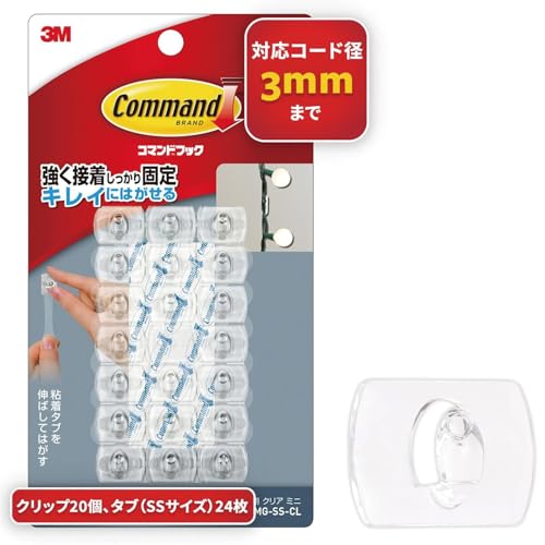 樂天商城 - 3M コマンド フック コード用 クリア ミニサイズ 20個 CMG-SS-CL