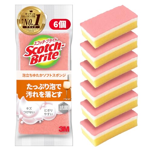 ピンク6個ピンク/6個/WS-77KP-6P A・Style:ピンク6個・パッケージ個数:1・【製品情報】入り数：6個 / 色：ピンク・【泡立ち抜群で、食器洗いが楽しくなる！】握りやすくコシのある2種類のウレタンスポンジをバランスよく貼り合わせることで、少ない洗剤でもたっぷり泡が立ち、油汚れや軽い汚れをキレイに落とします。・【不織布面でも優しく洗えるソフトスポンジ！】不織布の部分までやわらかく、デリケートな食器、茶碗、フッ素加工の調理器具などをキズつけずにスッキリ洗えます。・【淡い色合いで、キッチンに溶け込むスポンジ】控えめなパステルピンクで、インテリアを邪魔しないキッチンスポンジ。カウンターキッチンやアイランドキッチンなどのオープンキッチンでも自然になじみます。・【抗菌パワーで、清潔をキープ！】スポンジ素材自体に抗菌剤が含まれているので、抗菌効果が持続します。バランスの良い2種類のウレタンスポンジを使用することでたっぷり泡が立ちます。研磨粒子を含まない不織布を使用しているので、泡でやさしく食器や調理器具を洗うことが出来ます。従来品よりも淡いパステルカラーにすることで、やさしく泡立ちの良いイメージを表現しています。モノトーンカラーを追加し、3色での展開となります。
