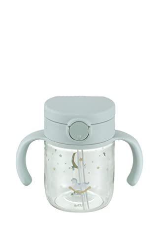 おでかけストローマグ・ライトブルー 200ml 120442・・Color:ライトブルーSize:200mlPatternName:ストローマグ・日常に「特別」なきらめきを、特別な存在の赤ちゃんに、特別なマグを。リッチェル Axstars(アスター)・サイズ/12.4×7.6×10.5H(cm)　容量/270mL　最大目盛容量/200mL　材質/飽和ポリエステル樹脂、ポリプロピレン、シリコーンゴム・対象月齢/7カ月頃〜・ライトブルー：お月様を添え、おでかけに連れて行ってくれる木馬をイメージ説明 日常に「特別」なきらめきを、特別な存在の赤ちゃんに、特別なマグを。 自分らしさをもっと育児にも。 まいにち使う赤ちゃんのマグにも、自分らしいセンスをプラス。 ママはもちろん、家族みんながうれしくなる、特別なマグ。 【おでかけ先で】 ●おでかけストローマグ 倒れても安心! もれないストローマグ※ ガラスのように透明感があり、軽くて丈夫なボトルです。 ※「もれない」とは誤使用、空気弁の破損や経年劣化による場合などを除きます。 なお、本品は完全密閉ではありません。カバーを開いた状態で、横倒しで数分間放置したり、振ったりすると中の飲み物がもれる可能性があります。