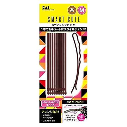 Hair Pin, Comb - 貝印 スマートキュート(SmartCute) 強力アレンジピンM (茶 ) HC3325