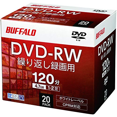 バッファロー DVD-RW くり返し録画用 4.7GB 20枚 ケース CPRM 片面 1-2倍速 【 ディーガ 動作確認済み 】 ホワイトレ バッファロー DVD-RW くり返し録画用 4.7GB 20枚 ケース CPRM 片面 1-2倍速 【 ディーガ 動作確認済み 】 ホワイトレ