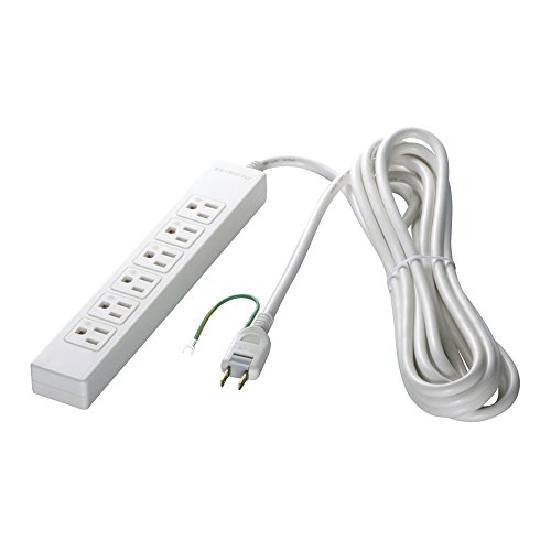 BUFFALO 3ピン電源タップ 6個口 スタンダード 2m ホワイト BSTAPST3620WH