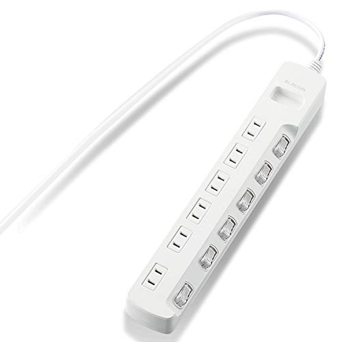 6個口・単品 2m T-E5A-2620WH・・Color:単品Size:2mStyle:6個口・接続機器ごとにON/OFFでき、待機電力を個別に節約できる個別スイッチが付いた省エネタップです。・接続機器ごとにON/OFFでき、待機電力を個別に節約できる個別スイッチが付いた省エネタップです。・ACアダプタや大きめのプラグを接続してもスイッチに干渉しにくい、斜め配置のスイッチを採用しています。・差込口には耐熱性に優れたユリア樹脂を使用していますので、万一の発熱の際にも融解しにくく、電気火災の防止に有効です。・ACアダプタを接続しても隣の差込口に干渉しにくいように、1個の差込口を離れて配置しています。説明 商品紹介 【 仕様 】 ■本体差込口形状:2ピン ■本体差込口個数:6個口 ■プラグ仕様:2ピン・スイングプラグ ■3ピン→2ピン変換アダプタ付属:× ■コード長:2.0m ■定格:125V・15A・1500W ■スイッチ:個別スイッチ ■雷ガード:× ■ほこりシャッター:× ■絶縁キャップ付きプラグ:× ■差込口キャップ付属:× ■通電表示ランプ:× ■二重被ふく:○ ■抜け止め機能:× ■スイングプラグ:○ ■マグネット:× ■壁掛け用フック:○ ■モジュラジャック付:× ■カラー:ホワイト ■材質:本体:ABS樹脂、プラグ:PVC 差込口:ユリア樹脂 ■外形寸法:幅310mm×奥行50mm×高さ32mm ※コード部分及びプラグ部分を除く ■質量:434g ■使用可能地域:本製品は日本国内の電源を想定して設計されていますので、日本国外ではご使用いただけません。 【 説明 】 ■接続機器ごとにON/OFFでき、待機電力を個別に節約できる個別スイッチが付いた省エネタップです。 ■ACアダプタや大きめのプラグを接続してもスイッチに干渉しにくい、斜め配置のスイッチを採用しています。 ■差込口には耐熱性に優れたユリア樹脂を使用していますので、万一の発熱の際にも融解しにくく、電気火災の防止に有効です。 ■ACアダプタを接続しても隣の差込口に干渉しにくいように、1個の差込口を離れて配置しています。 ■プラグの刃の根本に絶縁キャップが付いており、トラッキング現象による火災の防止に役立ちます。 ■電源コードには、社団法人日本配線器具工業会規格(JWDS0010)に適合した二重被ふくコードを採用していますので、断線や被ふく破れによる感電・火災の防止に有効です。 ■狭い場所でも配線しやすい180°スイングプラグを採用しています。 ■プラグ仕様は2ピン式で、便利な6個口タイプです。 【商品に関するお問い合わせ】 エレコム総合インフォメーションセンター TEL. 0570-084-465 FAX. 0570-050-012 受付時間 / 10:00~19:00 年中無休 ご注意（免責）＞必ずお読みください ※本製品は日本国内の電源を想定して設計されていますので、日本国外ではご使用いただけません。