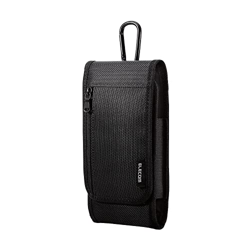 Rakuten - エレコム スマホポーチ 1台収納 Lサイズ 3Way (腰ベルトループ ショルダーベルトループ カラビナフック) フロントポケット付 カードポケ