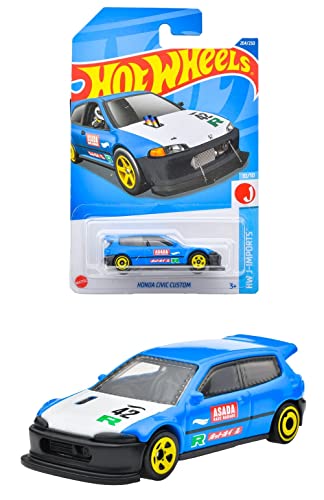 【6】カスタム ブルー・ブルー 1/64 HHF51・【内容】1972年登場のホンダ・シビック。一般的にシビックは各世代を型式のアルファベットで呼ぶのが通例。こちらのホンダ シビック カスタムは1991年に登場した5代目シビック、通称EGをベースに、改造したエンジンの大パワーを路面に伝えるために前輪を後輪より太く大きくした姿を表現している。・【原産国】マレーシア【対象年齢】3歳〜・【注意】ブリスターカードの裏面は日本語パッケージとなります。・【ホットウィール】Hot Wheels＝「かっこいい車！」独特な南カリフォルニア風の外観、高速に動くホイール、（当時の最新技術！）そして 赤いラインの入ったタイヤ。現在、世界で一番売れているミニカーです。・【プレゼントに最適】お誕生日、クリスマスプレゼント、入園・入学祝いなど記念日でのプレゼントにぴったりです。説明 商品紹介 【内容】1972年登場のホンダ・シビック。一般的にシビックは各世代を型式のアルファベットで呼ぶのが通例。こちらのホンダ シビック カスタムは1991年に登場した5代目シビック、通称EGをベースに、改造したエンジンの大パワーを路面に伝えるために前輪を後輪より太く大きくした姿を表現している。 【原産国】マレーシア【対象年齢】3歳~ 【注意】ブリスターカードの裏面は日本語パッケージとなります。 【ホットウィール】Hot Wheels=「かっこいい車! 」独特な南カリフォルニア風の外観、高速に動くホイール、(当時の最新技術! )そして 赤いラインの入ったタイヤ。現在、世界で一番売れているミニカーです。 【プレゼントに最適】お誕生日、クリスマスプレゼント、入園・入学祝いなど記念日でのプレゼントにぴったりです。 【ブランドについて】カリフォルニア生まれ 1秒間に16台売れているミニカー 【メーカーサポートのお問い合わせ先】対象商品の品質不良や不具合の場合、弊社カスタマーサービスまでご連絡ください。 お問い合わせ先:03-5207-3620 電話受付時間月~金曜日(祝日を除く)10時ー16時 安全警告 特に無し