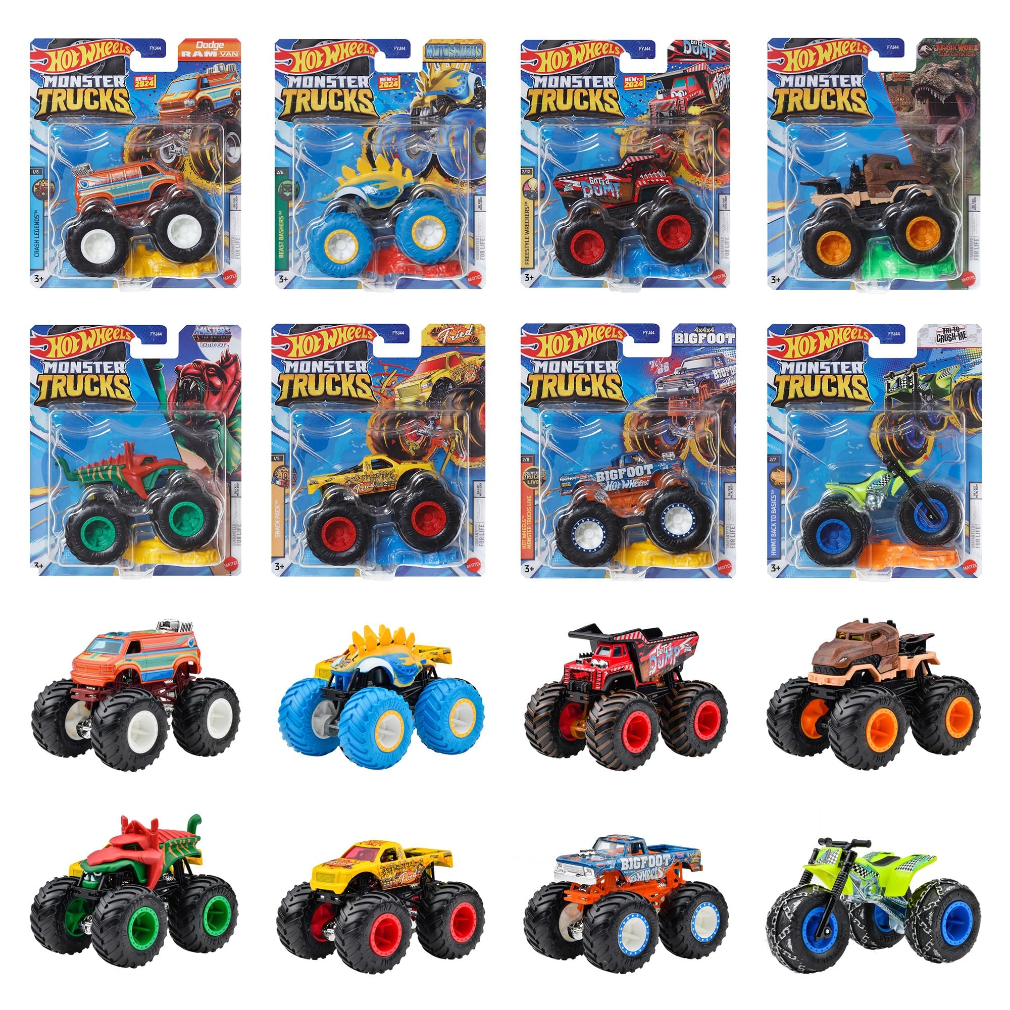 ホットウィール(Hot Wheels) モンスタートラック 1:64アソート 【ミニカー8台入り BOX販売】 【3才~】 984B-FJY44