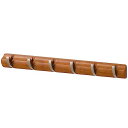 ドウシシャ ウォールハンガー 壁掛けフック 6連 開閉式フック 壁を傷つけない 賃貸OK 木目調ブラウン おしゃれ 木製 取付ガイド付きで簡単設