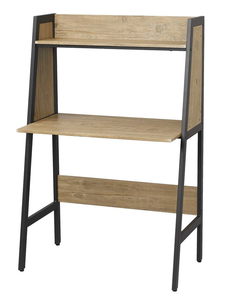 ドウシシャ ベルーモ 上棚付き木製デスク 机 幅85 スチールフレーム 木目調 L字天板 おしゃれ パソコン..