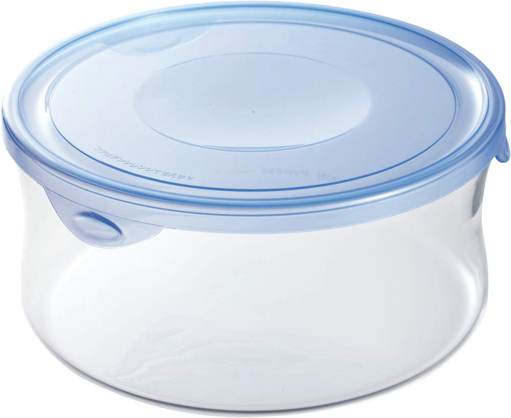 iwaki(イワキ) 耐熱ガラス 保存容器 アクアブルー 丸型 L 1.3L パック&レンジ KBT7403-BLN 1300ml