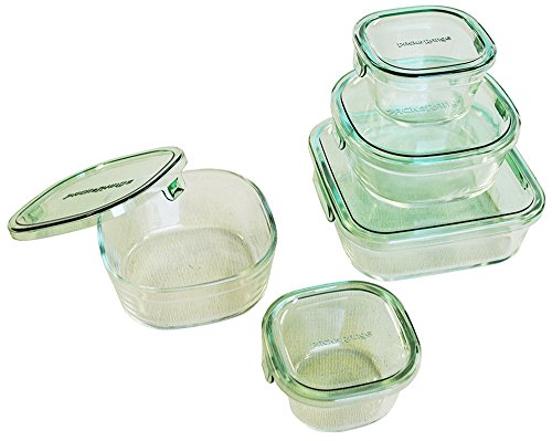 iwaki(イワキ) 耐熱ガラス 保存容器 グリーン 5個セット パック&レンジ PSC-PRN-5G
