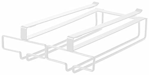 山崎実業(Yamazaki) 戸棚下 ワイングラスハンガー ダブル ホワイト 約W22×D26×H7cm タワー tower 穴あけ・ネジ止め不