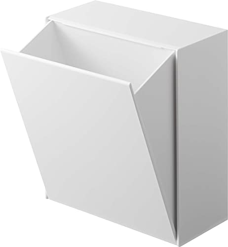 山崎実業(Yamazaki) マグネット ダストボックス ＆ 収納ケース ホワイト 約W17XD8.7～16XH20cm タワー フラップ式 小