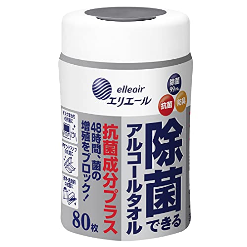 エリエール ウエットティシュー 除菌できるアルコールタオル 抗菌成分プラス 本体80枚