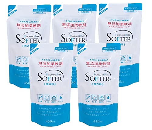 【まとめ買い】カネヨ石鹸 無添加柔軟剤 詰替 香料・着色料無添加 450ml×5個