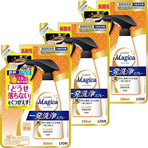 チャーミー マジカ(CHARMY Magica) 【まとめ買い】 チャーミーマジカ 食器用洗剤 一発洗浄スプレー オレンジの香り つめかえ用×3
