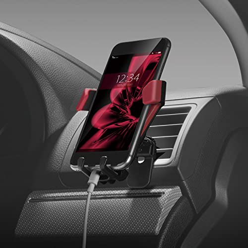 Rakuten - カーメイト 車用 スマホホルダー 【 自動開閉 ・ 片手操作 】 スマホルダー ウィングキャッチ 【 エアコン取付 】 レッド SA25