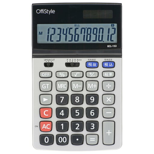 オーム(OHM)OffiStyle 電卓 税率電卓 ビジネス 12桁 ソーラー&電池式 KCL-153 07-8638 オーム電機 オーム(OHM)OffiStyle 電卓 税率電卓 ビジネス 12桁 ソーラー&電池式 KCL-153 07-8638 オーム電機
