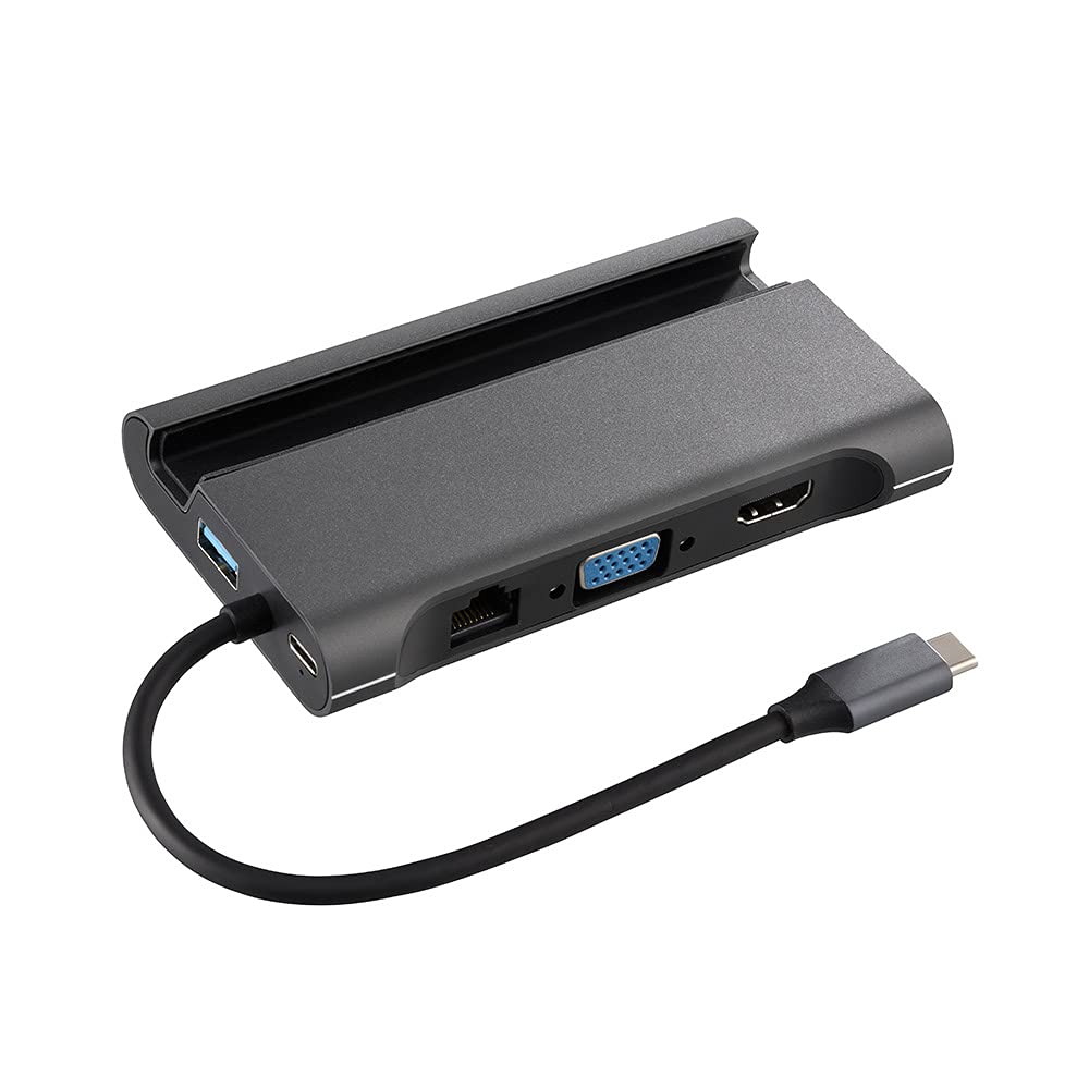 オーム電機 マルチドッキングアダプター USBハブ TypeC1ポート TypeA3ポート HDMIポート VGA(D-Sub15pin)ポート