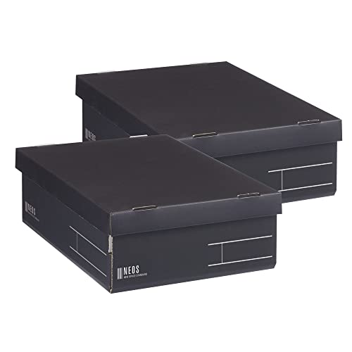 コクヨ(KOKUYO) 収納ボックス NEOS レギュラーハーフサイズ フタ付き 2個セット ブラック フ-NE9832DX2