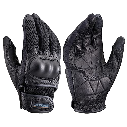 デイトナ(Daytona) バイク用 グローブ 春夏 手のひら本革(ヤギ革) ハードプロテクター スマホ対応 フルメッシュ プロテクターグローブ