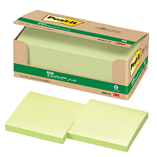 Rakuten - ポストイット 付箋 ノート グリーン 75×75mm 100枚×10パッド 6541-G