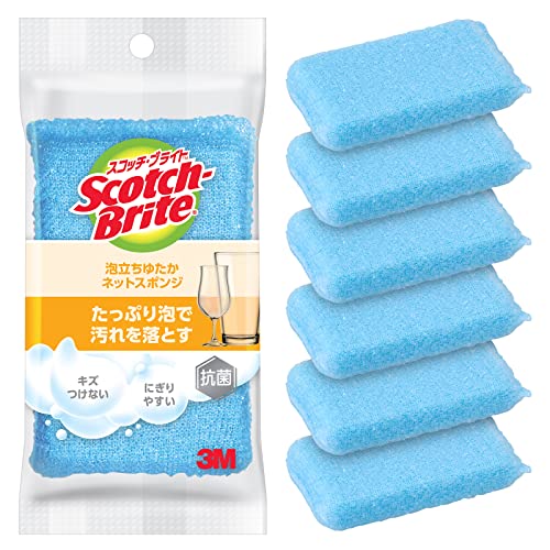 樂天商城 - 3M スポンジ 食器洗い キッチン キズつけない 抗菌 泡立ちゆたかネット ブルー 6個 スコッチブライト WNT