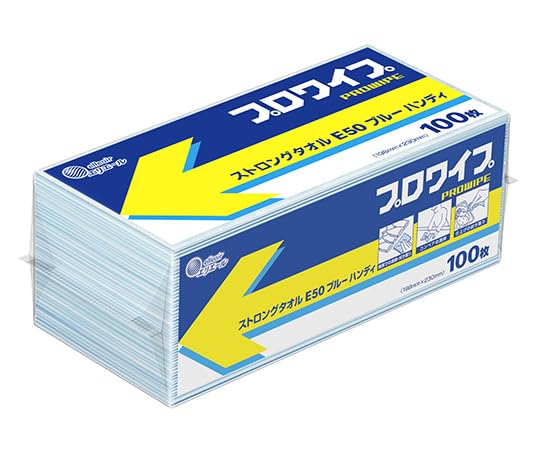 プロワイプ ストロングタオルE50 ブルー ハンディ 100枚×25パック/62-9816-34