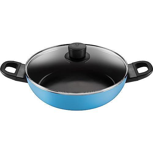 Ballarini バッラリーニ「 カプレラ サービングパン ガラス蓋付き 28cm ライトブルー イタリア製 」 両手 フライパン ガラス蓋