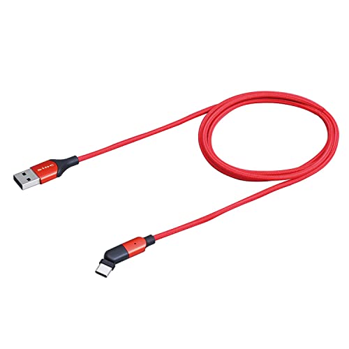 セイワ(SEIWA) 車内用品 端子180度可動USBケーブル L字 1.1m Type Ato Type C データ通信&充電 レッド D60