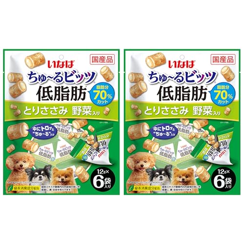 いなば ちゅ～るビッツ 低脂肪 とりささみ 野菜入り 12g×6袋 2個セット チキン 犬