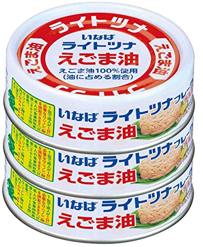 いなば食品 いなば 国産ライトツナフレーク えごま油入り 70g×3缶