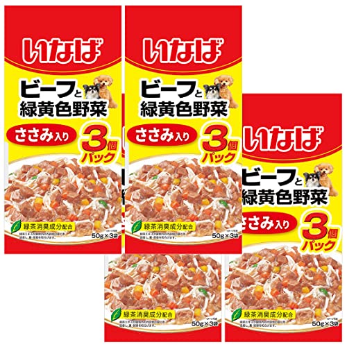 いなば ビーフと緑黄色野菜 ささみ入り 50g×3袋 4個セット