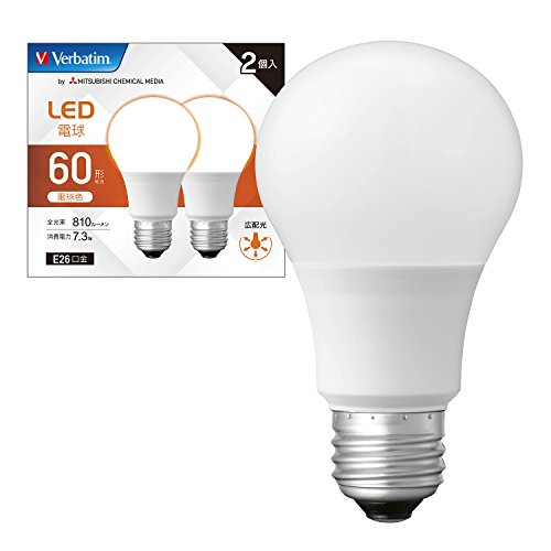 Rakuten - Verbatim バーベイタム LED電球 2個セット E26 60W形相当 電球色 (広配光/定格寿命40000時間/密閉器具対応) LDA7