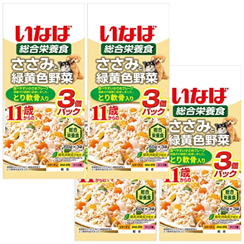 いなば ささみと緑黄色野菜 11歳からのとり軟骨入り 60g×3袋 4個セット