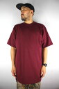 PRO CLUB (プロクラブ) / HEAVY WEIGHT CREWNECK Tee (TALL SIZE) (クルーネックTee) / burgundy 無地 Tee ビッグサイズ ヘビーウェイト