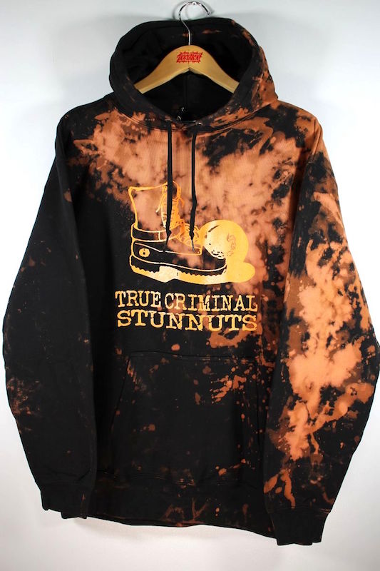 STUNNUTS (スタンナッツ) / "SURE SHOT -TRUE CRIMINAL-" BREACHED SWEAT HOODIE / black