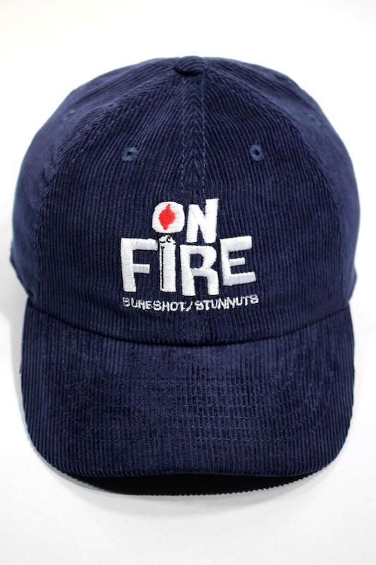 STUNNUTS (スタンナッツ) / "SURE SHOT -ON FIRE-" CORDUROY STRAPBACK CAP / navy