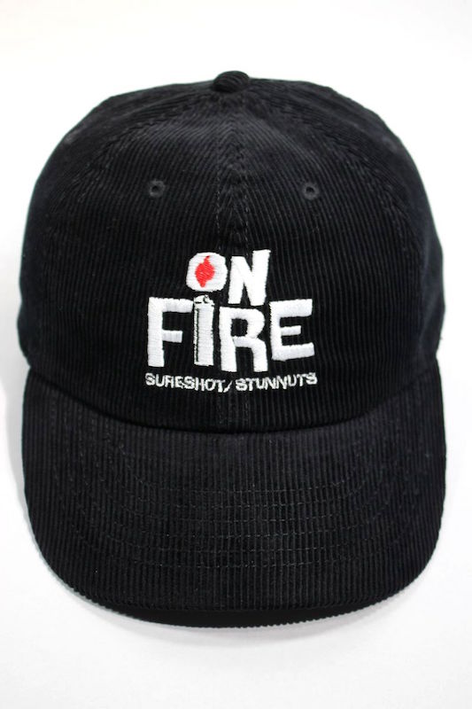 STUNNUTS (スタンナッツ) / "SURE SHOT -ON FIRE-" CORDUROY STRAPBACK CAP / black