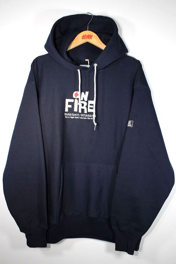 STUNNUTS (スタンナッツ) / "SURE SHOT -ON FIRE-" HEAVY WEIGHT SWEAT HOODIE / navy