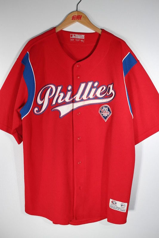 USED!!! TRUE FAN (トゥルーファン) / "PHILADELPHIA PHILLIES" BASEBALL SHIRTS (00'S) / red×blue