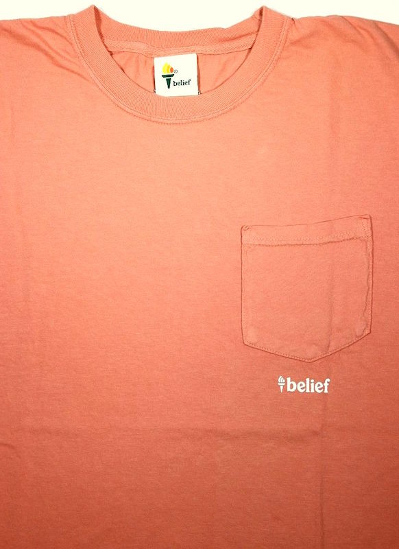 BELIEF / LOGO PIGMENT DYED POCKET Tee / terracotta