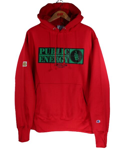 STUNNUTS / "PUBLIC ENERGY" CHAMPION REVERSE WEAVE SWEAT HOODIE / red