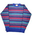 USED!!! L.L.BEAN / WOOL KNIT SWEATER (80'S) / blue~red~tarquoise