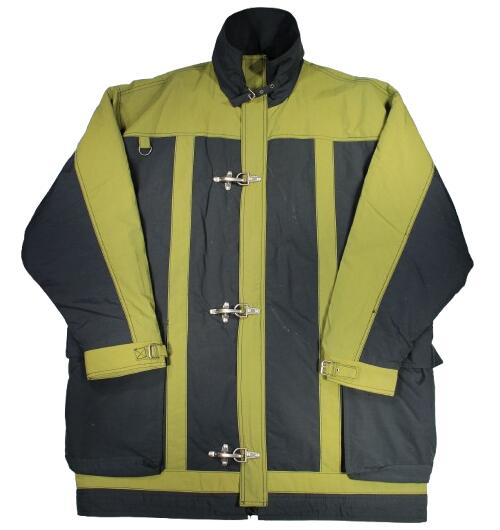 USED SIMS SNOWBOARDS / FIREMAN COAT (90 039 S) / green×navy シムス スノーボード ファイアーマンコート ナイロンジャケット