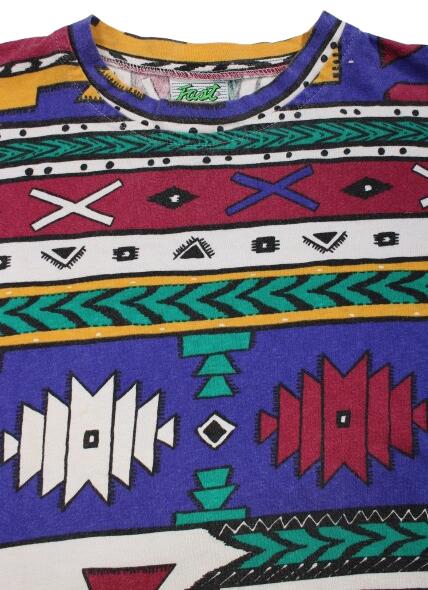 USED!!! FAST FASHION OF CALIFORNIA / NAITIVE PATTERN ALLOVER PRINT Tee (80'S) ネイティブ柄 Tシャツ